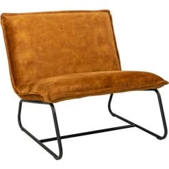 DIMEHOUSE Paris Fauteuil Industriel Cognac Velours - Marron, Jaune, Taupe, Brun -Pas Cher Fauteuil Magasin 59682405 5