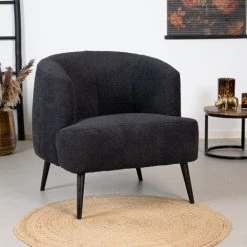 DIMEHOUSE Nora Fauteuil Industriel Teddy Noir - Noir