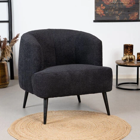 DIMEHOUSE Nora Fauteuil Industriel Teddy Noir - Noir 3 DIMEHOUSE Nora Fauteuil Industriel Teddy Noir - Noir