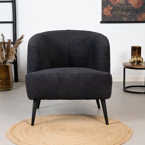 DIMEHOUSE Nora Fauteuil Industriel Teddy Noir - Noir 4 DIMEHOUSE Nora Fauteuil Industriel Teddy Noir - Noir – Image 2