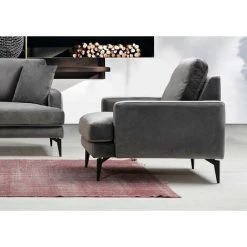 COTECOSY Fauteuil Narchis Tissu Anthracite - Gris Foncé -Pas Cher Fauteuil Magasin 59693480 2