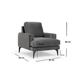 COTECOSY Fauteuil Narchis Tissu Anthracite - Gris Foncé -Pas Cher Fauteuil Magasin 59693480 3