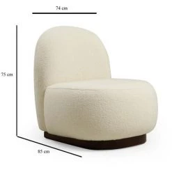 COTECOSY Fauteuil Marshmallow Tissu Blanc - Blanc -Pas Cher Fauteuil Magasin 59693521 5