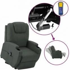 VidaXL Fauteuil Releveur Inclinable Gris Similicuir - Gris