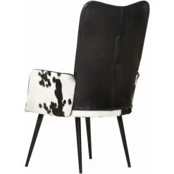 YOUTHUP Chaise à Oreilles Poilue Noir Et Blanc Cuir Véritable - Noir -Pas Cher Fauteuil Magasin 59761050 4