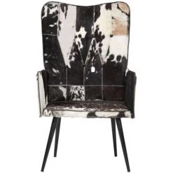 YOUTHUP Chaise à Oreilles Poilue Noir Et Blanc Cuir Véritable - Noir -Pas Cher Fauteuil Magasin 59761050 5