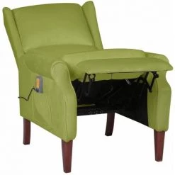 YOUTHUP Fauteuil De Massage Inclinable Vert Clair Velours - Vert -Pas Cher Fauteuil Magasin 59801501 4