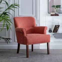 NATACHA.B Fauteuil Scandinave En Tissu Chenille Nollis | Terracotta - Terracotta -Pas Cher Fauteuil Magasin 59806935 4