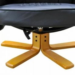 NOVA Chadin Réglable Avec Repose-pieds En Cuir Artificiel Noir Avec Pieds En Bois Fauteuil Avec Repose-pied Noir Similicuir -Pas Cher Fauteuil Magasin 59814833 3