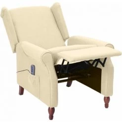 Fauteuil De Massage Inclinable Crème Tissu VidaXL -Pas Cher Fauteuil Magasin 59819376 5