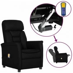 INLIFE Fauteuil Inclinable électrique De Massage Noir Similicuir