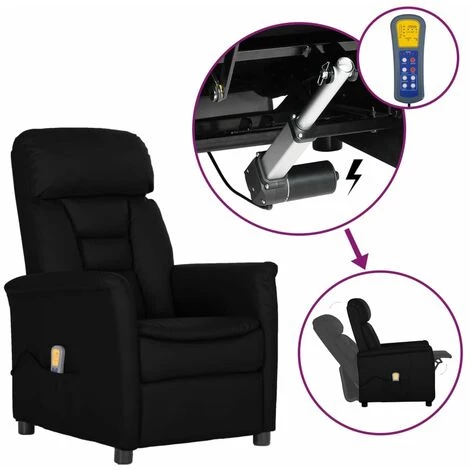 INLIFE Fauteuil Inclinable électrique De Massage Noir Similicuir 3 INLIFE Fauteuil Inclinable électrique De Massage Noir Similicuir