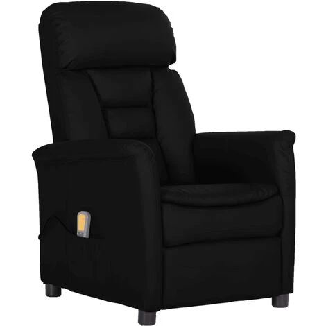 INLIFE Fauteuil Inclinable électrique De Massage Noir Similicuir 4 INLIFE Fauteuil Inclinable électrique De Massage Noir Similicuir – Image 2