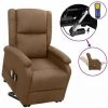 INLIFE Fauteuil Releveur Inclinable De Massage Marron Tissu -Pas Cher Fauteuil Magasin 59848530 1