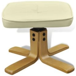 INLIFE Fauteuil Avec Repose-pied Blanc Crème Similicuir -Pas Cher Fauteuil Magasin 59848715 5