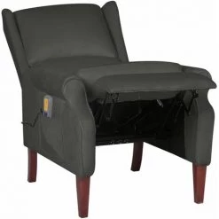 INLIFE Fauteuil De Massage Inclinable Gris Foncé Velours 8 INLIFE Fauteuil De Massage Inclinable Gris Foncé Velours -Pas Cher Fauteuil Magasin 59848862 2