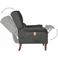 INLIFE Fauteuil De Massage Inclinable Gris Foncé Velours 11 INLIFE Fauteuil De Massage Inclinable Gris Foncé Velours -Pas Cher Fauteuil Magasin 59848862 5