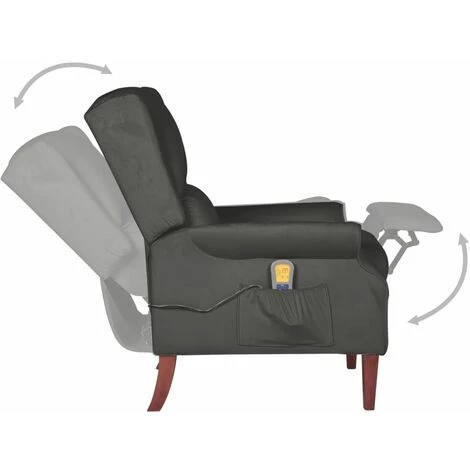INLIFE Fauteuil De Massage Inclinable Gris Foncé Velours 7 INLIFE Fauteuil De Massage Inclinable Gris Foncé Velours – Image 5