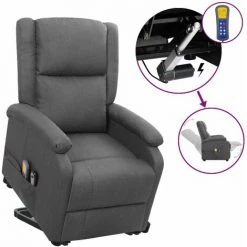 INLIFE Fauteuil Releveur Inclinable De Massage Gris Foncé Tissu