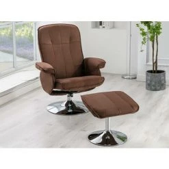 VENTE-UNIQUE.COM Fauteuil De Relaxation Et Son Repose Pieds En Microfibre Marron MIMOSA II - Marron