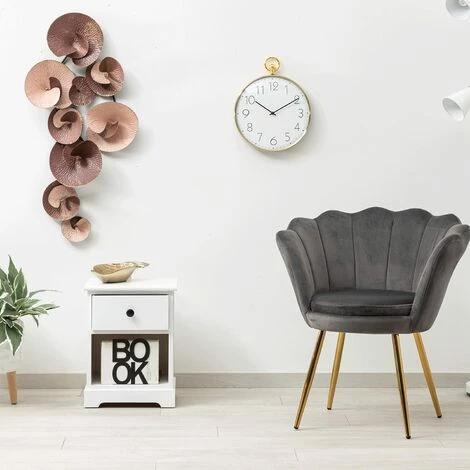 Baroni Home Fauteuil Rembourré Avec Dossier En Velours Gris Avec Pieds En Or, Fauteuil De Salon Et Chambre à Coucher, Super Confortable, Fauteuil Relax 69 X 71 X 84 Cm 5 Baroni Home Fauteuil Rembourré Avec Dossier En Velours Gris Avec Pieds En Or, Fauteuil De Salon Et Chambre à Coucher, Super Confortable, Fauteuil Relax 69 X 71 X 84 Cm – Image 3