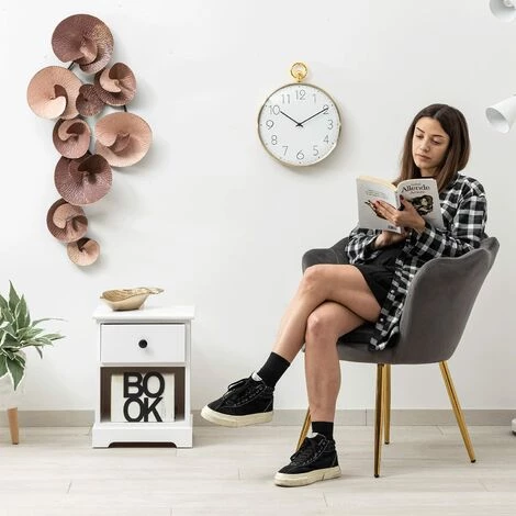 Baroni Home Fauteuil Rembourré Avec Dossier En Velours Gris Avec Pieds En Or, Fauteuil De Salon Et Chambre à Coucher, Super Confortable, Fauteuil Relax 69 X 71 X 84 Cm 6 Baroni Home Fauteuil Rembourré Avec Dossier En Velours Gris Avec Pieds En Or, Fauteuil De Salon Et Chambre à Coucher, Super Confortable, Fauteuil Relax 69 X 71 X 84 Cm – Image 4