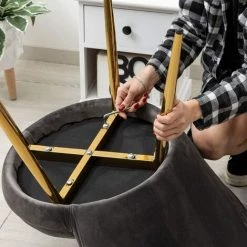 Baroni Home Fauteuil Rembourré Avec Dossier En Velours Gris Avec Pieds En Or, Fauteuil De Salon Et Chambre à Coucher, Super Confortable, Fauteuil Relax 69 X 71 X 84 Cm 11 Baroni Home Fauteuil Rembourré Avec Dossier En Velours Gris Avec Pieds En Or, Fauteuil De Salon Et Chambre à Coucher, Super Confortable, Fauteuil Relax 69 X 71 X 84 Cm -Pas Cher Fauteuil Magasin 59895900 5