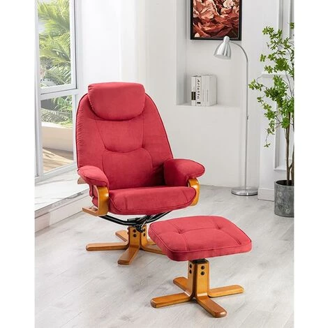 VENTE-UNIQUE.COM Fauteuil De Relaxation Et Son Repose Pieds En Microfibre Rouge DOCIA II - Rouge 3 VENTE-UNIQUE.COM Fauteuil De Relaxation Et Son Repose Pieds En Microfibre Rouge DOCIA II - Rouge