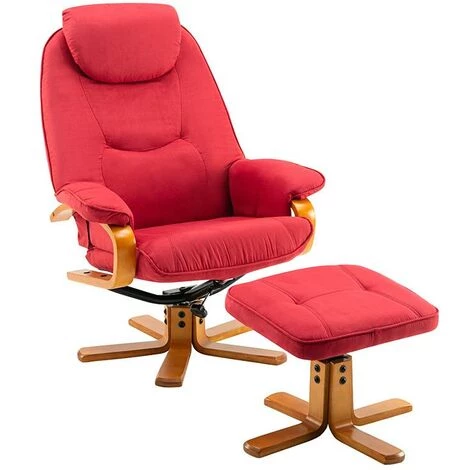 VENTE-UNIQUE.COM Fauteuil De Relaxation Et Son Repose Pieds En Microfibre Rouge DOCIA II - Rouge 4 VENTE-UNIQUE.COM Fauteuil De Relaxation Et Son Repose Pieds En Microfibre Rouge DOCIA II - Rouge – Image 2
