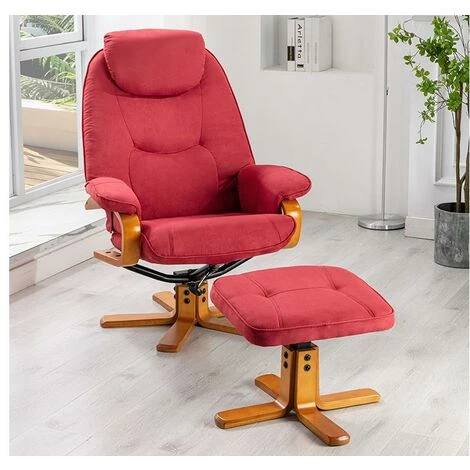 VENTE-UNIQUE.COM Fauteuil De Relaxation Et Son Repose Pieds En Microfibre Rouge DOCIA II - Rouge 5 VENTE-UNIQUE.COM Fauteuil De Relaxation Et Son Repose Pieds En Microfibre Rouge DOCIA II - Rouge – Image 3
