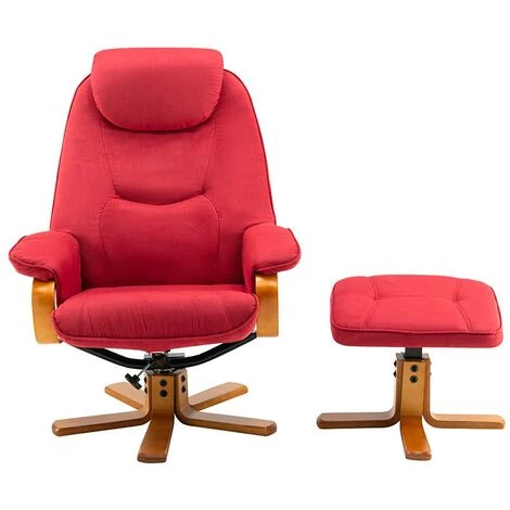 VENTE-UNIQUE.COM Fauteuil De Relaxation Et Son Repose Pieds En Microfibre Rouge DOCIA II - Rouge 6 VENTE-UNIQUE.COM Fauteuil De Relaxation Et Son Repose Pieds En Microfibre Rouge DOCIA II - Rouge – Image 4