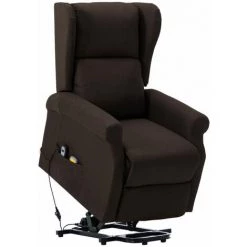 GROSMONDE 77 X 89 X 108 Cm Fauteuil De Massage Inclinable Tissu Electrique Salon Marron Fonce