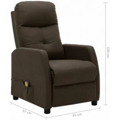 GROSMONDE 65 X 97 X 100 Cm Fauteuil Inclinable De Massage Tissu Electrique Maison Marron 8 GROSMONDE 65 X 97 X 100 Cm Fauteuil Inclinable De Massage Tissu Electrique Maison Marron -Pas Cher Fauteuil Magasin 59999971 2