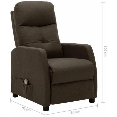 GROSMONDE 65 X 97 X 100 Cm Fauteuil Inclinable De Massage Tissu Electrique Maison Marron 4 GROSMONDE 65 X 97 X 100 Cm Fauteuil Inclinable De Massage Tissu Electrique Maison Marron – Image 2