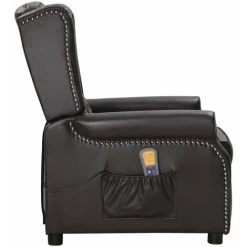 VidaXL Fauteuil De Massage Inclinable Similicuir Brillant Marron - Brun -Pas Cher Fauteuil Magasin 60029752 3