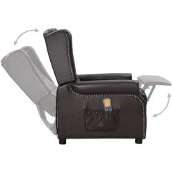 VidaXL Fauteuil De Massage Inclinable Similicuir Brillant Marron - Brun -Pas Cher Fauteuil Magasin 60029752 5