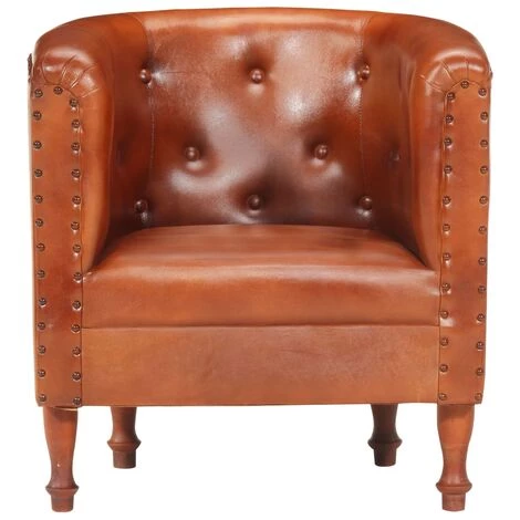 Topdeal Fauteuil Marron Cuir Véritable FF286592_FR 6 Topdeal Fauteuil Marron Cuir Véritable FF286592_FR – Image 4