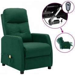 Topdeal Fauteuil Inclinable électrique De Massage Vert Foncé Tissu FF3073612_FR