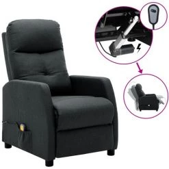 Topdeal Fauteuil Inclinable électrique De Massage Gris Foncé Tissu FF3073607_FR