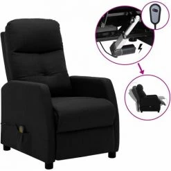 Topdeal Fauteuil Inclinable électrique De Massage Noir Tissu FF3073608_FR