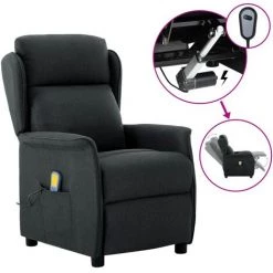 Topdeal Fauteuil Inclinable électrique De Massage Gris Foncé Tissu FF3073627_FR
