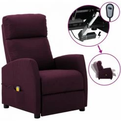 Topdeal Fauteuil De Massage Inclinable électrique Violet Tissu FF3073653_FR