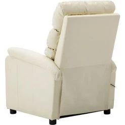 Topdeal Fauteuil Inclinable électrique De Massage Crème Similicuir FF3073678_FR -Pas Cher Fauteuil Magasin 60046934 4