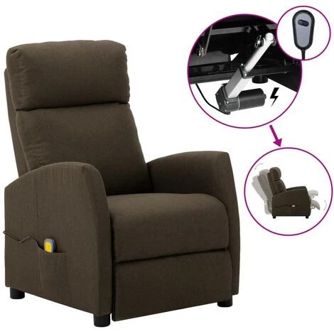 Topdeal Fauteuil De Massage Inclinable électrique Marron Tissu FF3073650_FR 3 Topdeal Fauteuil De Massage Inclinable électrique Marron Tissu FF3073650_FR