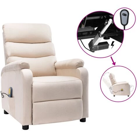 Topdeal Fauteuil Inclinable électrique De Massage Crème Tissu FF3073703_FR 3 Topdeal Fauteuil Inclinable électrique De Massage Crème Tissu FF3073703_FR