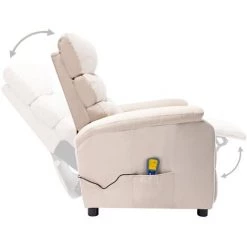 Topdeal Fauteuil Inclinable électrique De Massage Crème Tissu FF3073703_FR 9 Topdeal Fauteuil Inclinable électrique De Massage Crème Tissu FF3073703_FR -Pas Cher Fauteuil Magasin 60046957 3