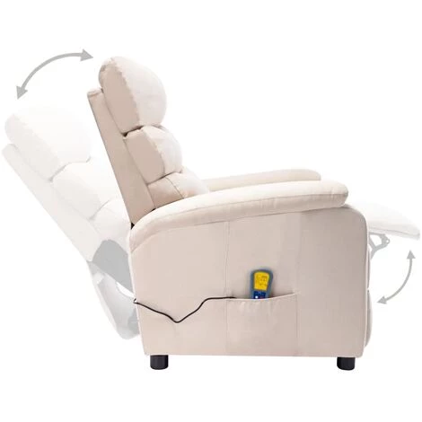 Topdeal Fauteuil Inclinable électrique De Massage Crème Tissu FF3073703_FR 5 Topdeal Fauteuil Inclinable électrique De Massage Crème Tissu FF3073703_FR – Image 3