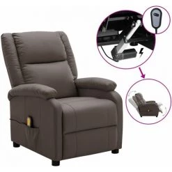 Topdeal Fauteuil Inclinable électrique De Massage Marron Similicuir FF3073714_FR