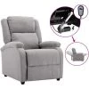 Topdeal Fauteuil TV Inclinable électrique Gris Clair Tissu FF3073727_FR