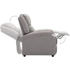 Topdeal Fauteuil TV Inclinable électrique Gris Clair Tissu FF3073727_FR -Pas Cher Fauteuil Magasin 60046965 4